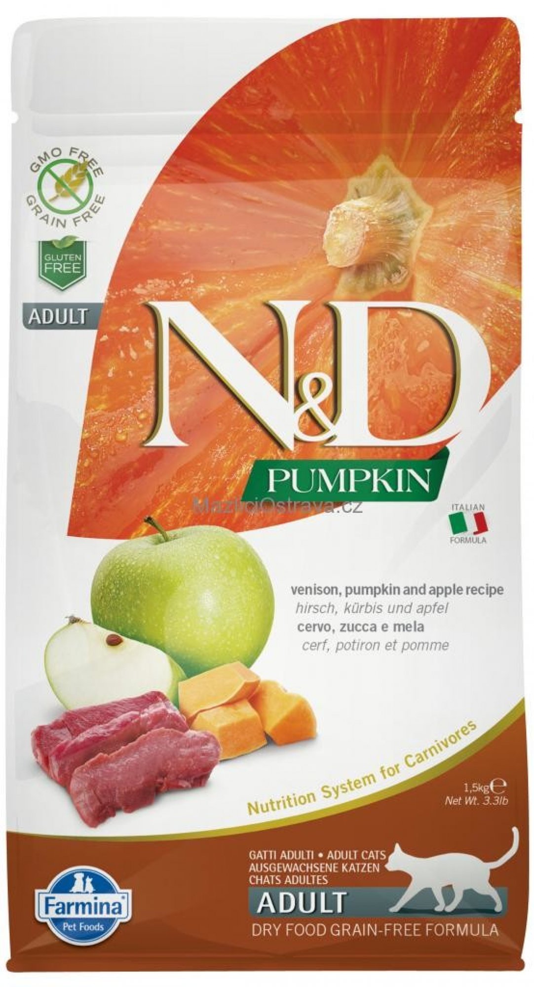 N&D Grain Free Cat Adult Pumpkin Venison & Apple 1,5 kg 