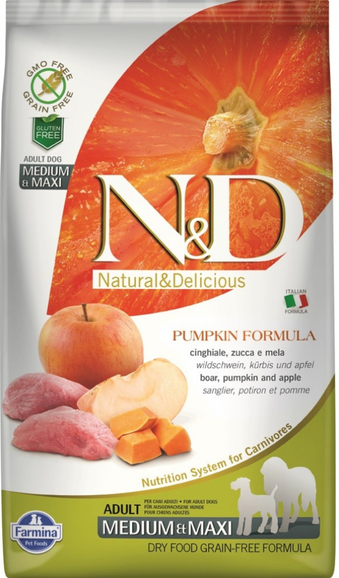  N&D Grain Free Dog Adult M/L Pumpkin Boar & Apple 2 x 12 kg 