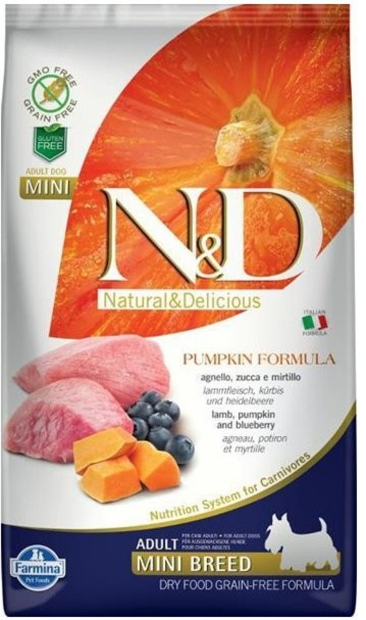  N&D Grain Free Dog Adult Mini Pumpkin Lamb & Blueberry 2x7 kg 