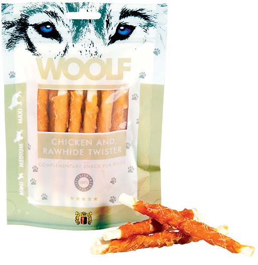 Woolf Chicken and Rawhide Twister 100g