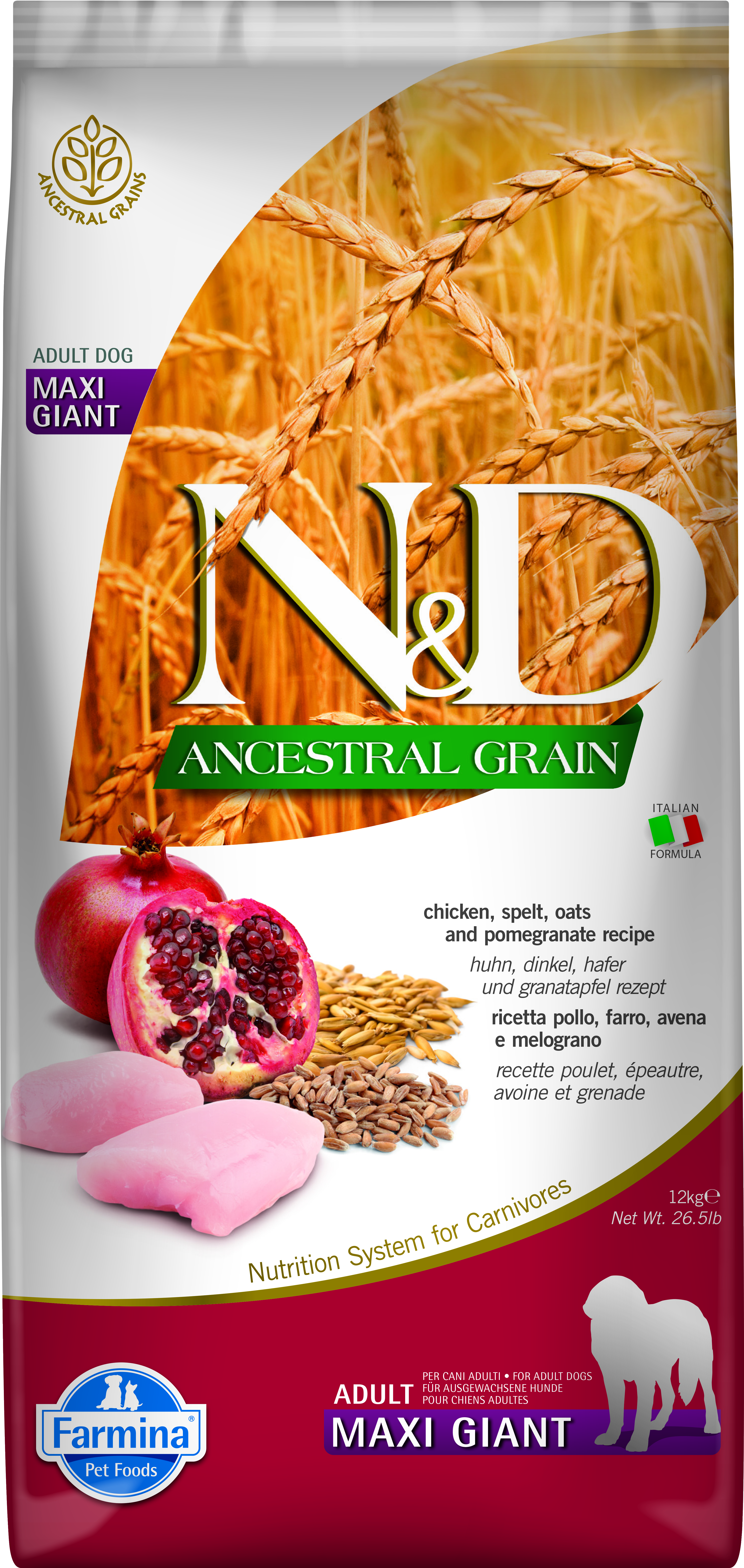 N&D LG DOG Adult Giant Chicken & Pomegranate 12Kg