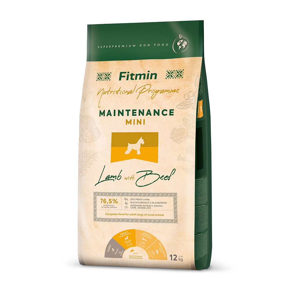 Fitmin Mini Puppy Lamb With Beef kompletní krmivo pro štěňata 12 kg