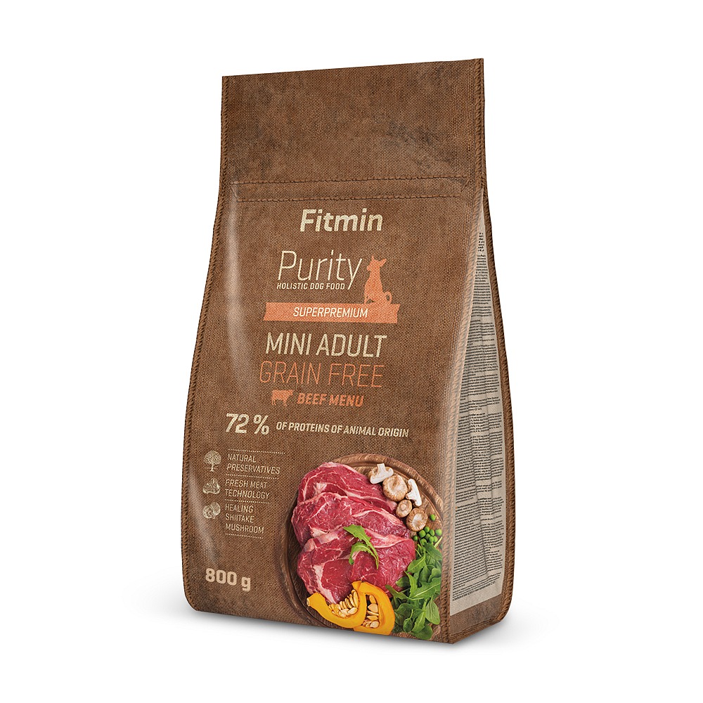 Fitmin Purity Adult Mini Beef Grain Free kompletní krmivo pro psy 0,8 kg