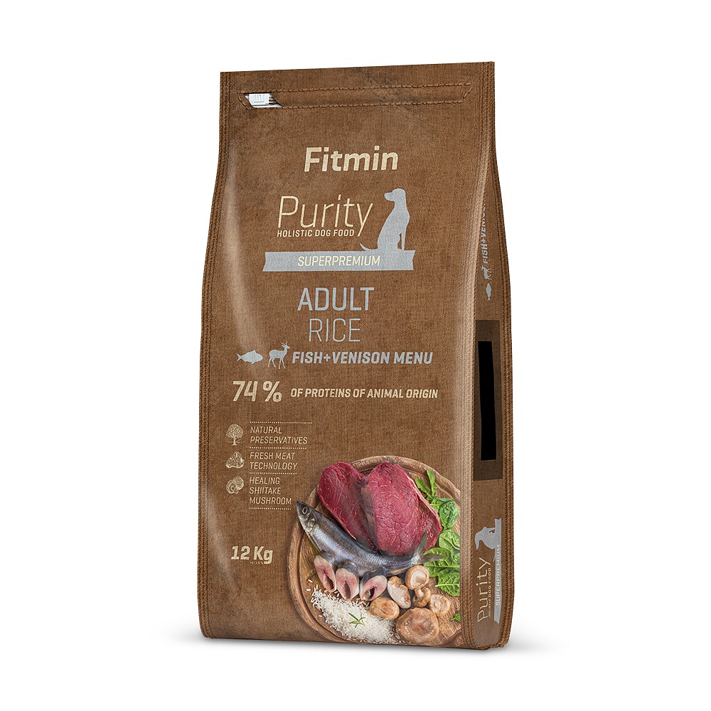 Fitmin Purity Adult Fish & Venison Rice kompletní krmivo pro psy 12 kg