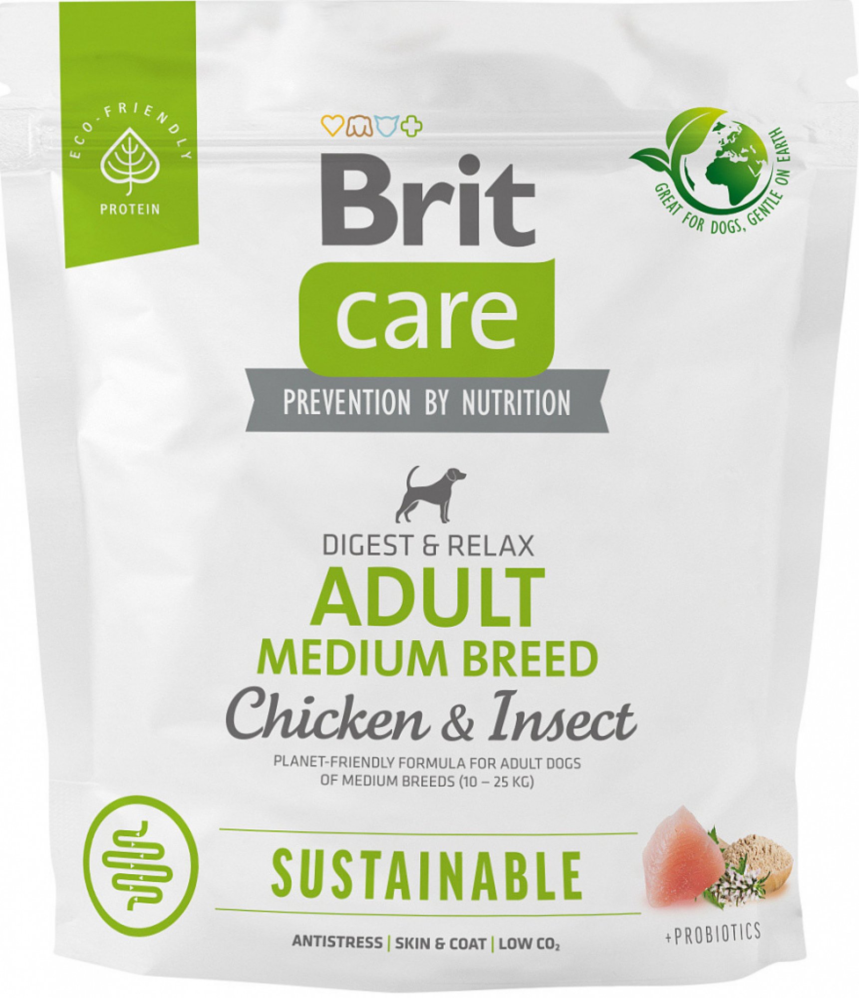  Brit Care Dog Sustainable Adult Medium Breed Chicken+Insect 1 kg 