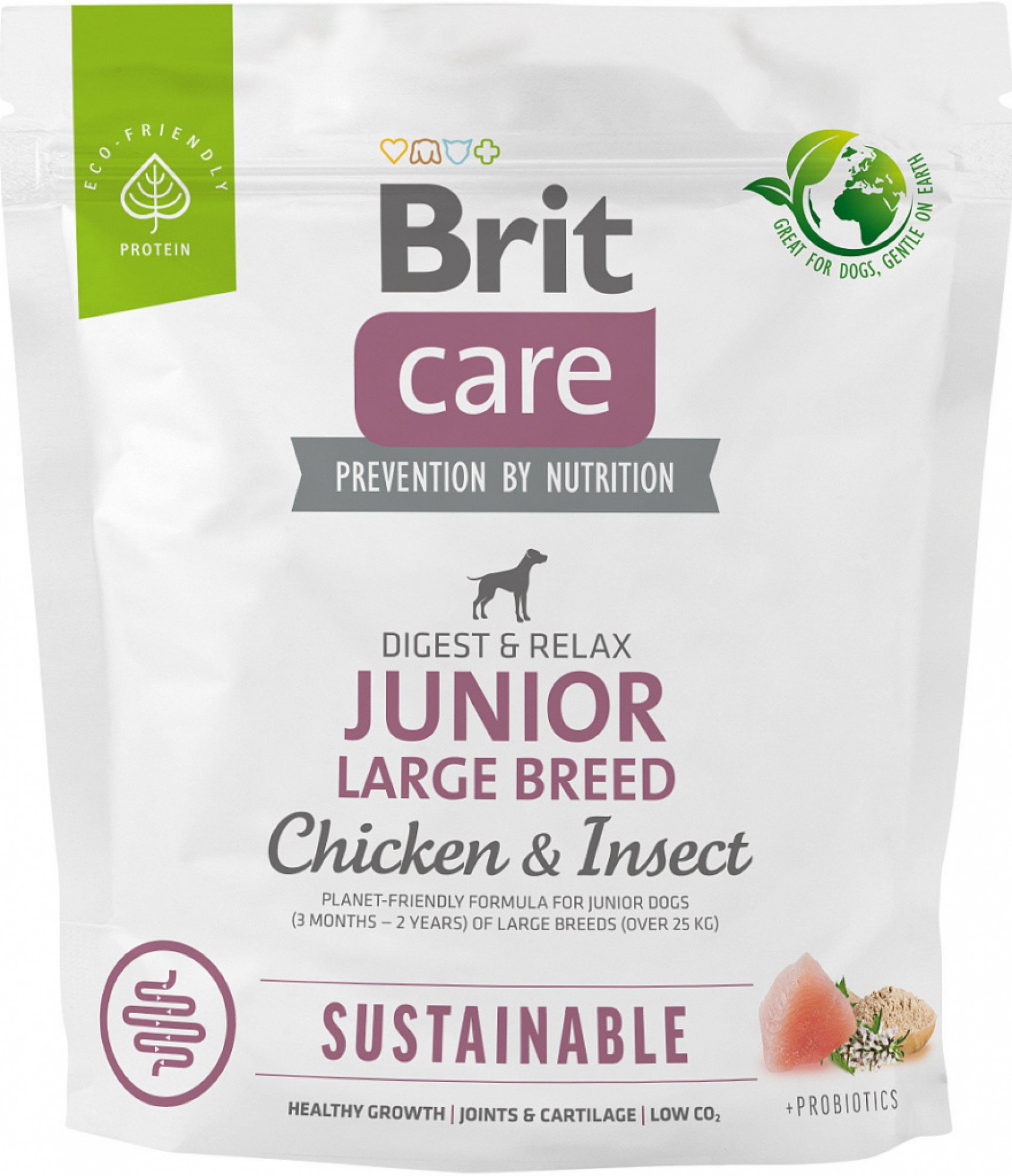  Brit Care Dog Sustainable Junior Large Breed Chicken+Insect 1 kg 