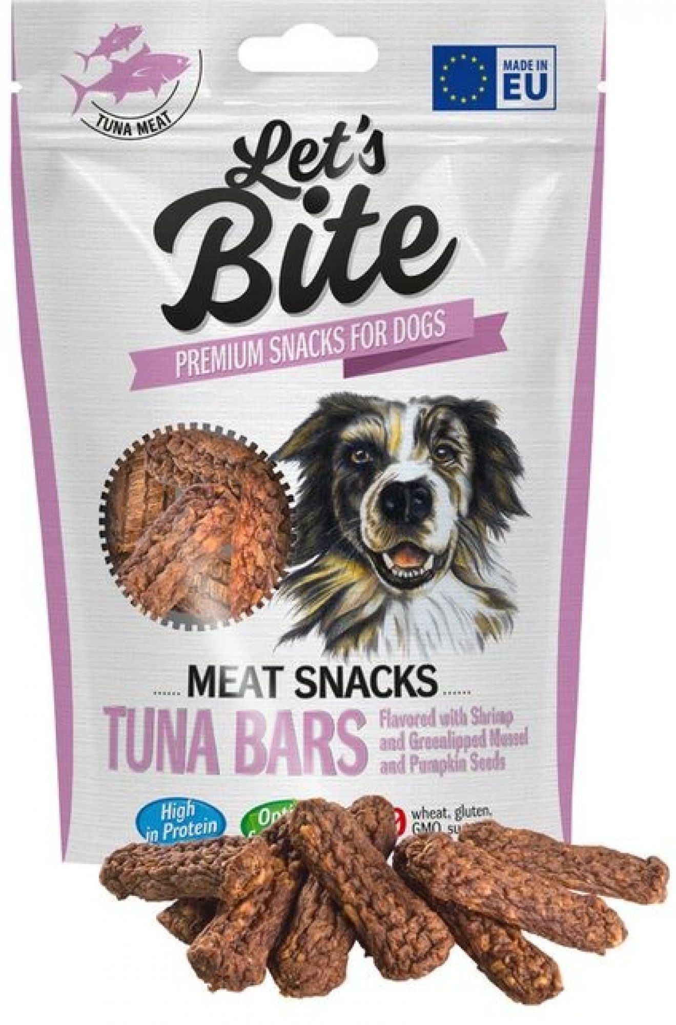  Brit DOG Let’s Bite Meat Snacks Tuna Bars Flavored with Shrimp and Greenlipped Mussel and Pumpin Seeds 80 g 