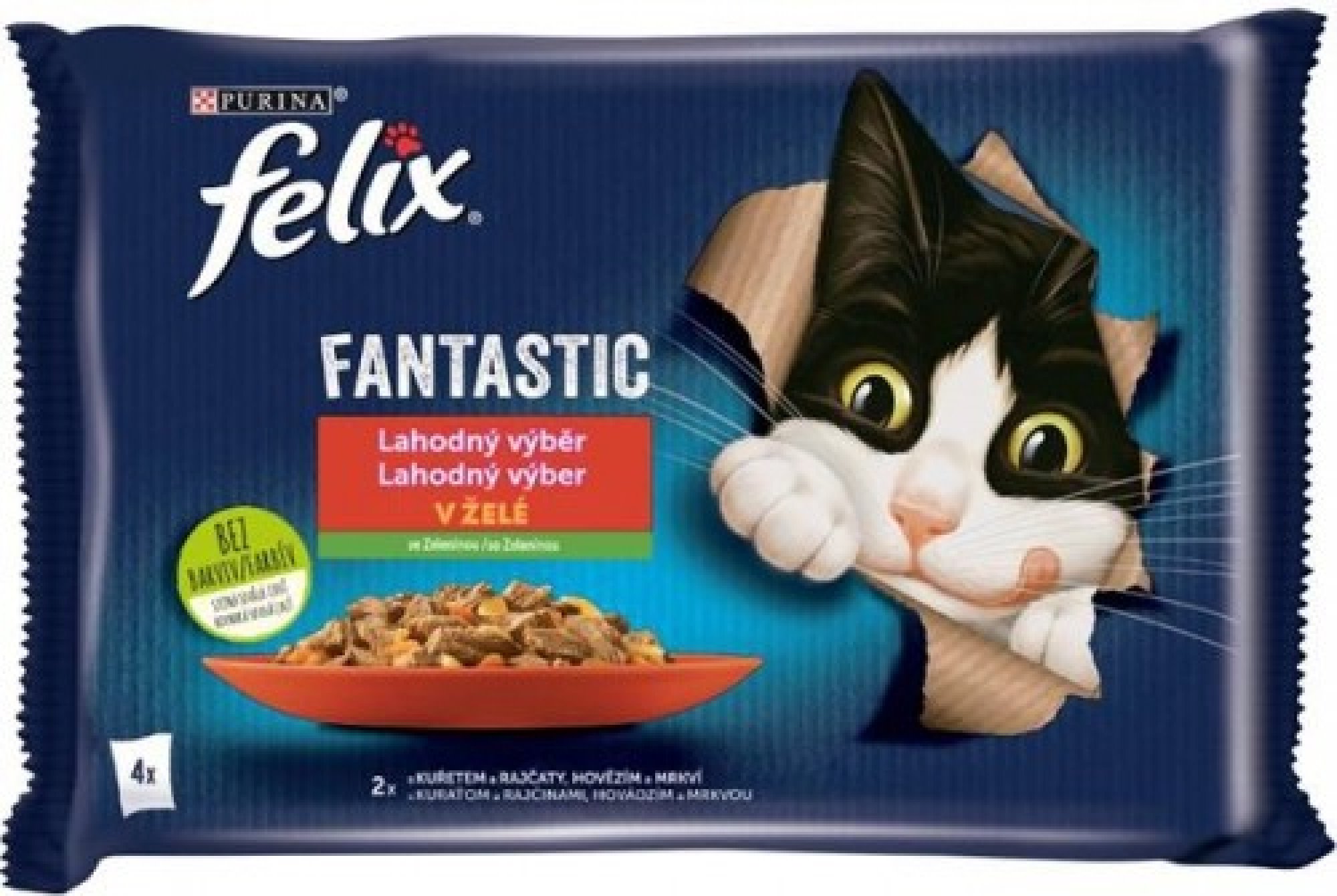 Felix cat kapsička Fantastic Multipack masový výběr + zelenina 4 x 85g 