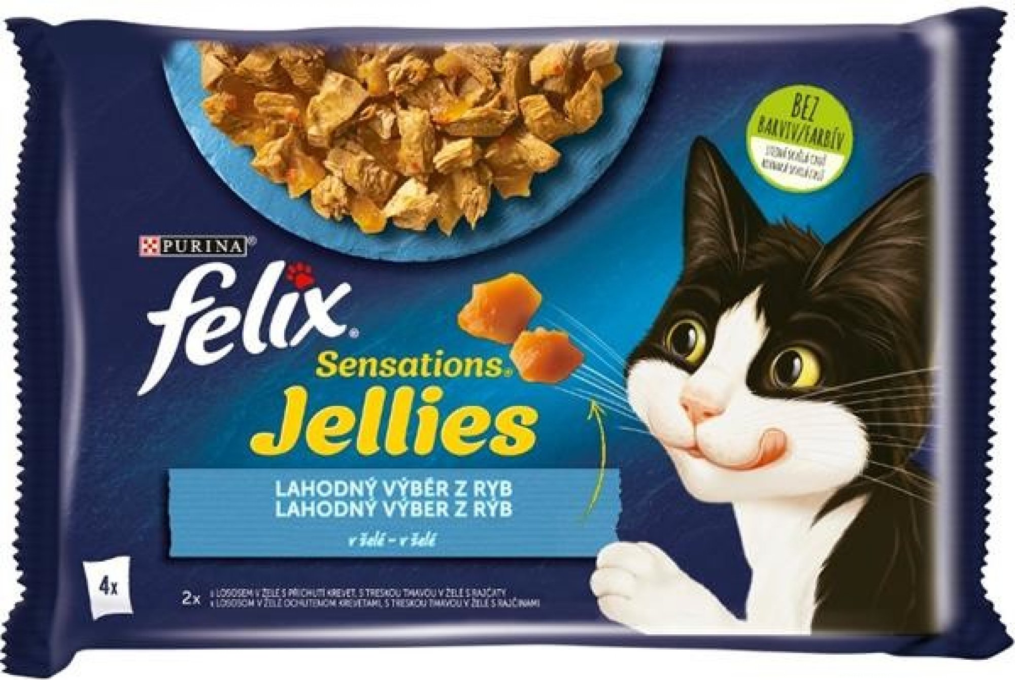 Felix cat kapsička Sensations Multipack losos, treska v želé 4 x 85 g