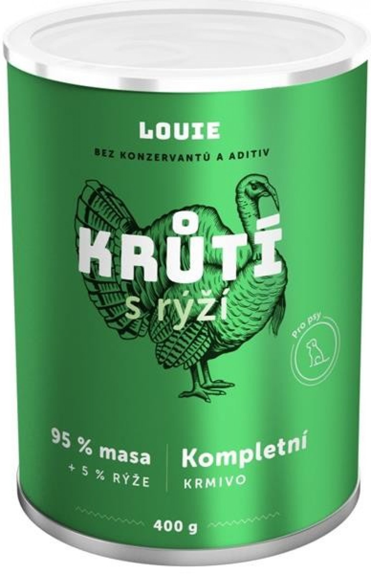 LOUIE konzerva pro psy krůtí s rýží 400 g