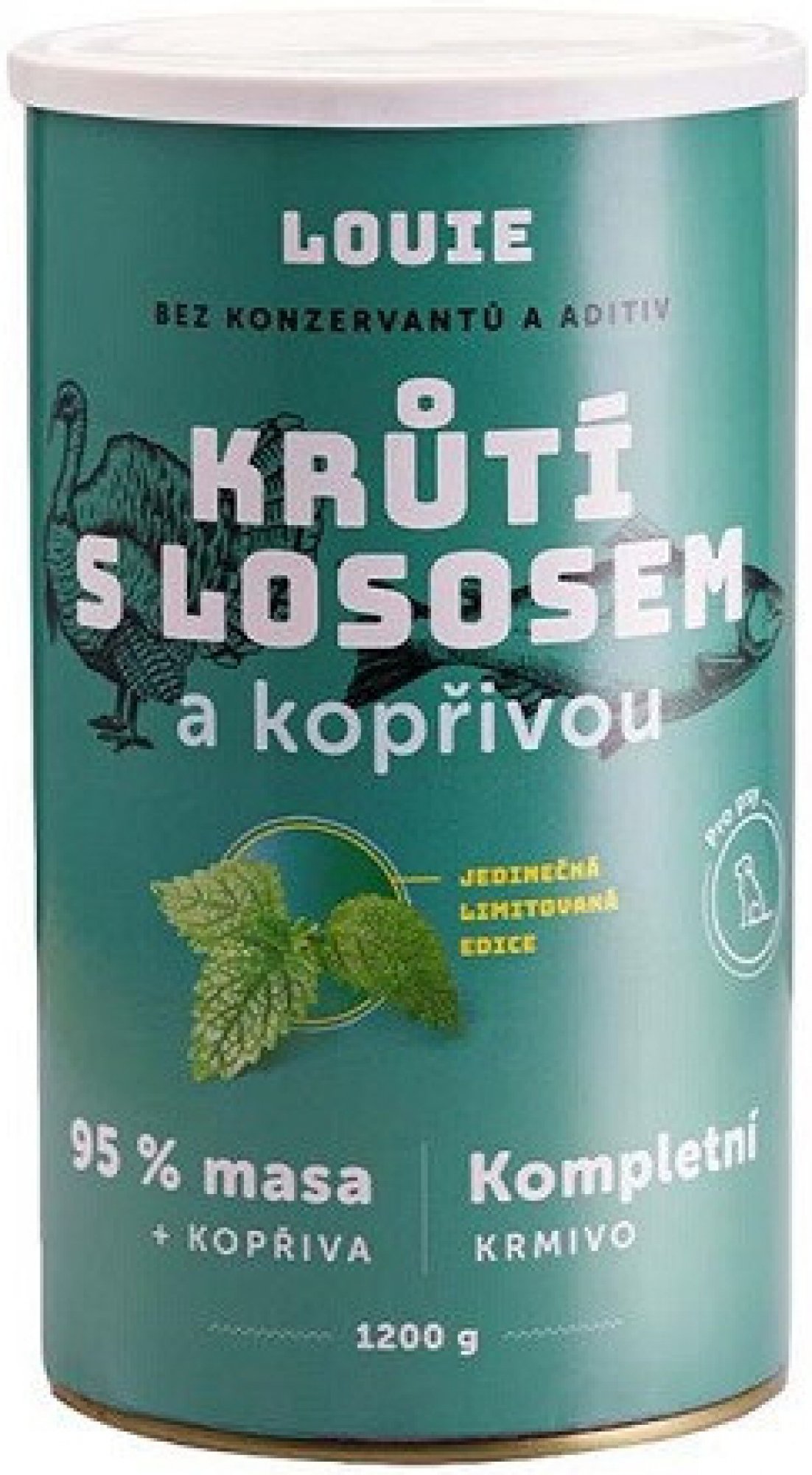  LOUIE konzerva krůtí s lososem a kopřivou 1200g