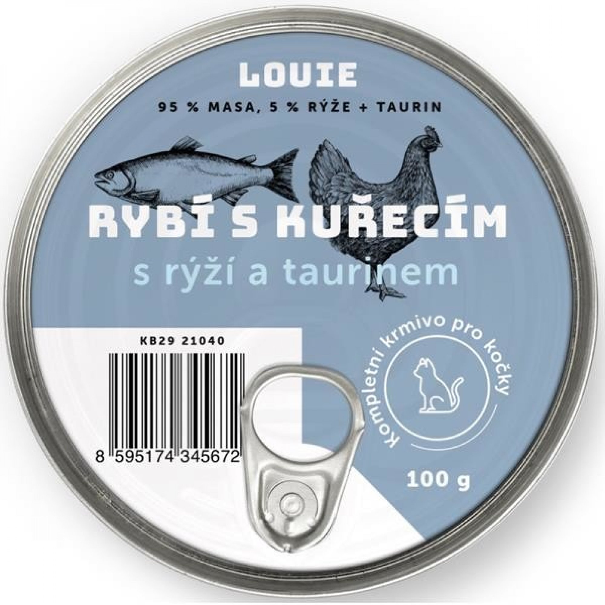  LOUIE konzerva pro kočky rybí s kuřecím s rýží a taurinem 100 g