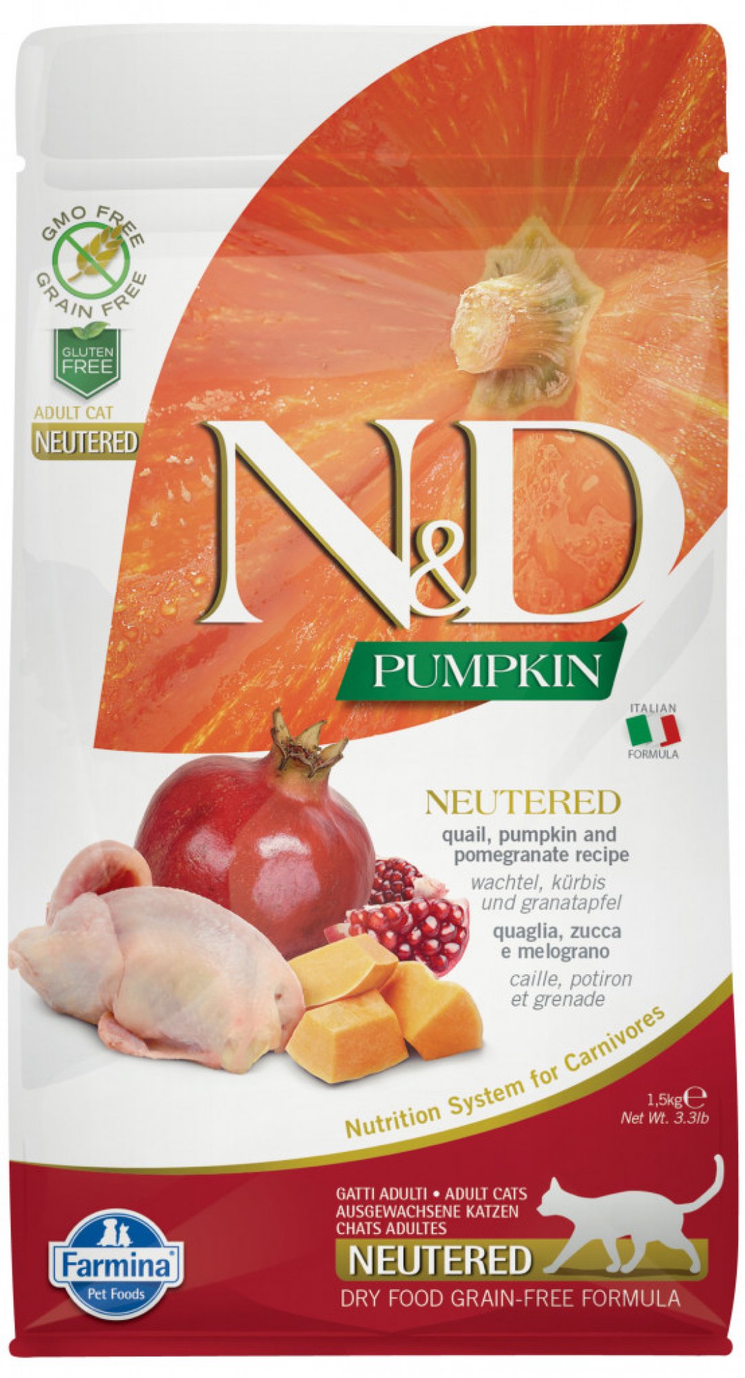 N&D Grain Free Cat Adult Pumpkin Neutered Quail & Pomegranate 0,3 kg 