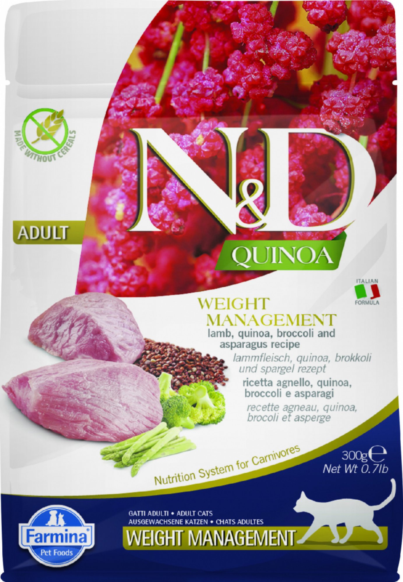 N&D Grain Free Cat Adult Quinoa Weight Managment Lamb & Broccoli 0,3 kg 