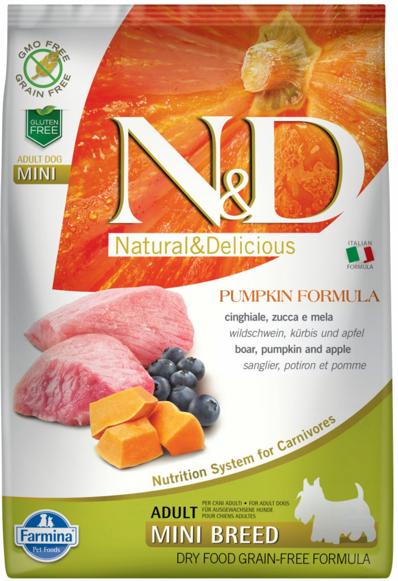 N&D Grain Free Dog Adult Mini Pumpkin Boar & Apple 800 g 