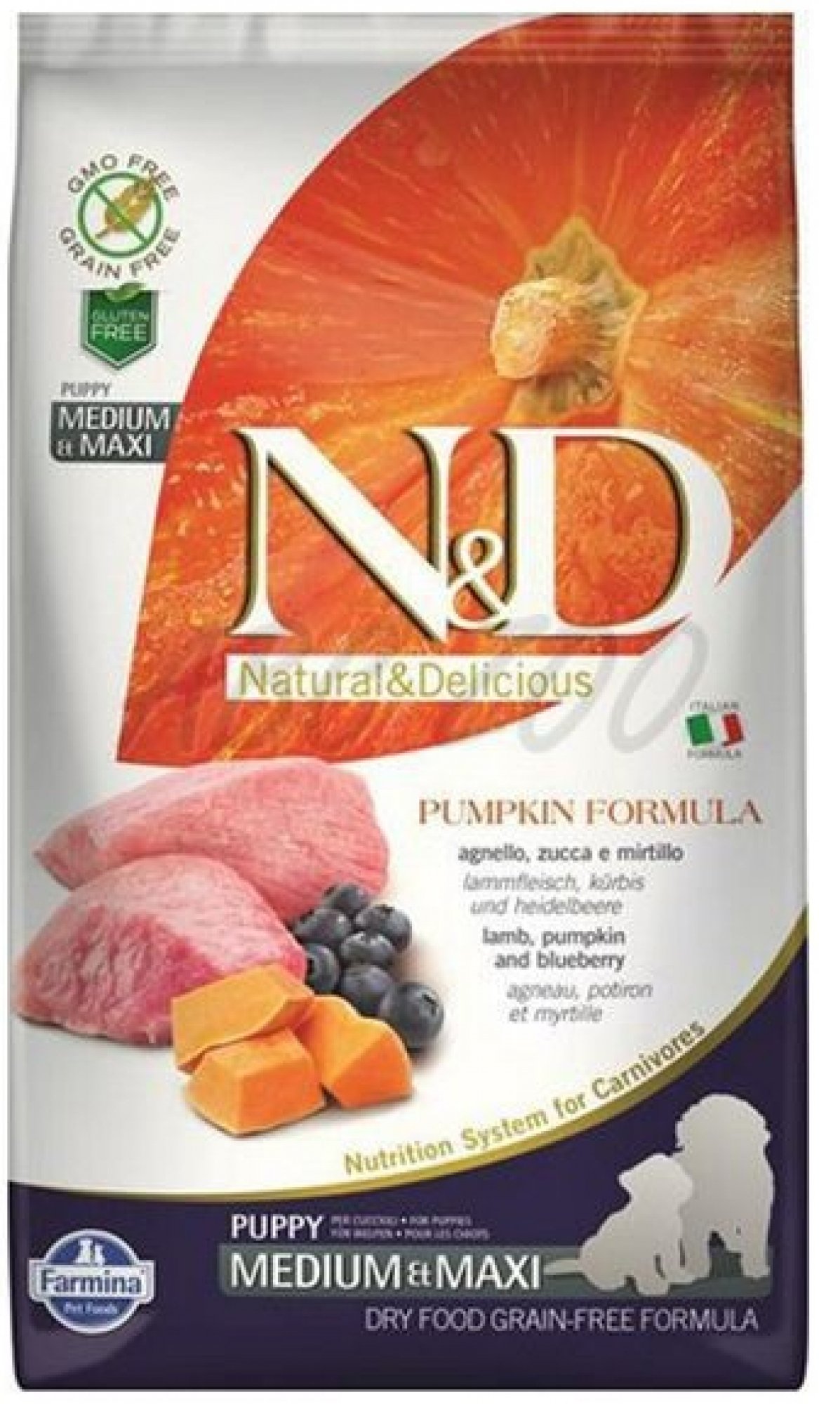 N&D Grain Free Dog Puppy M/L Pumpkin Lamb & Blueberry 12 kg 