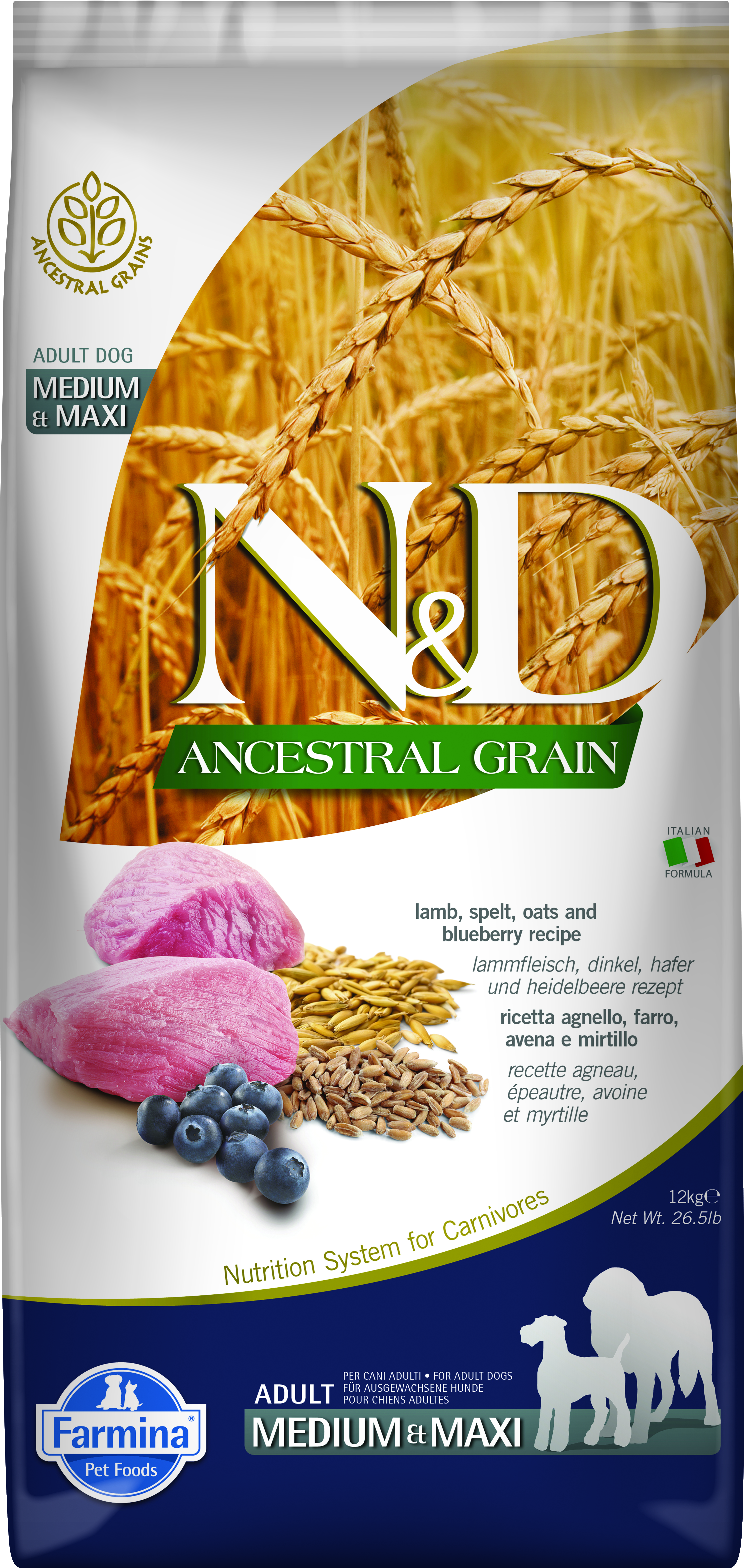 N&D Low Grain Dog Adult M/L Lamb & Blueberry 12 kg 