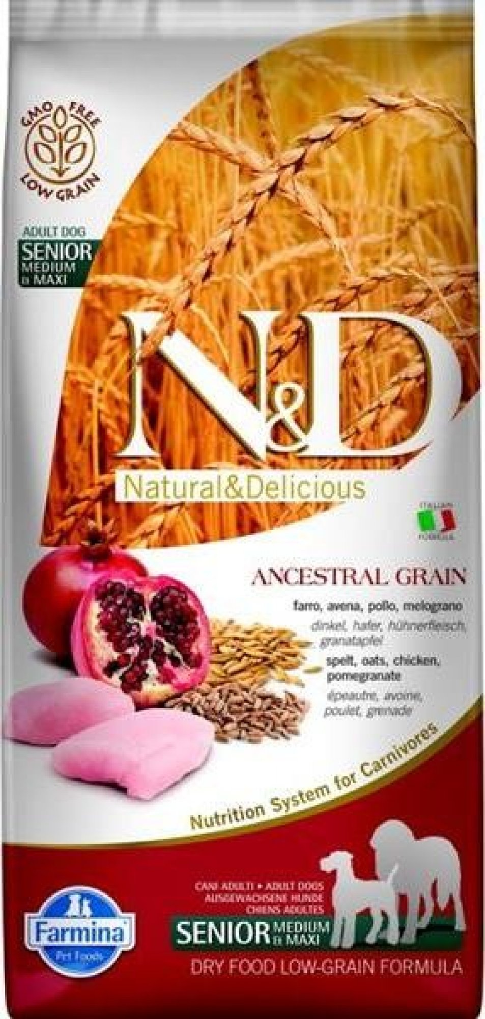 N&D Low Grain Dog Senior M/L Chicken & Pomegranate 12 kg 