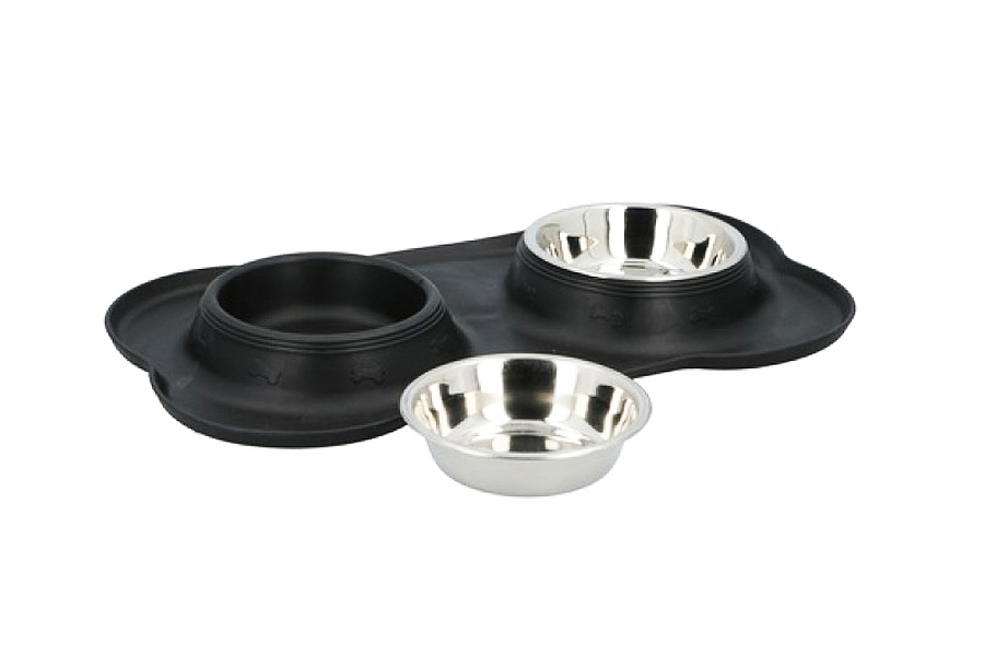 Miska pro psy s podložkou DUO nerez 2x170ml 