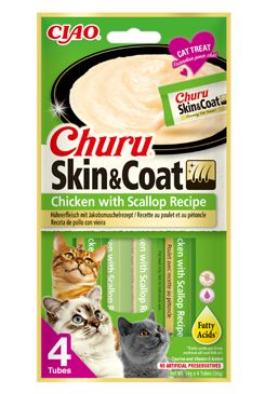 Churu Cat Skin&Coat Chicken with Scallop Recipe 4x14g 