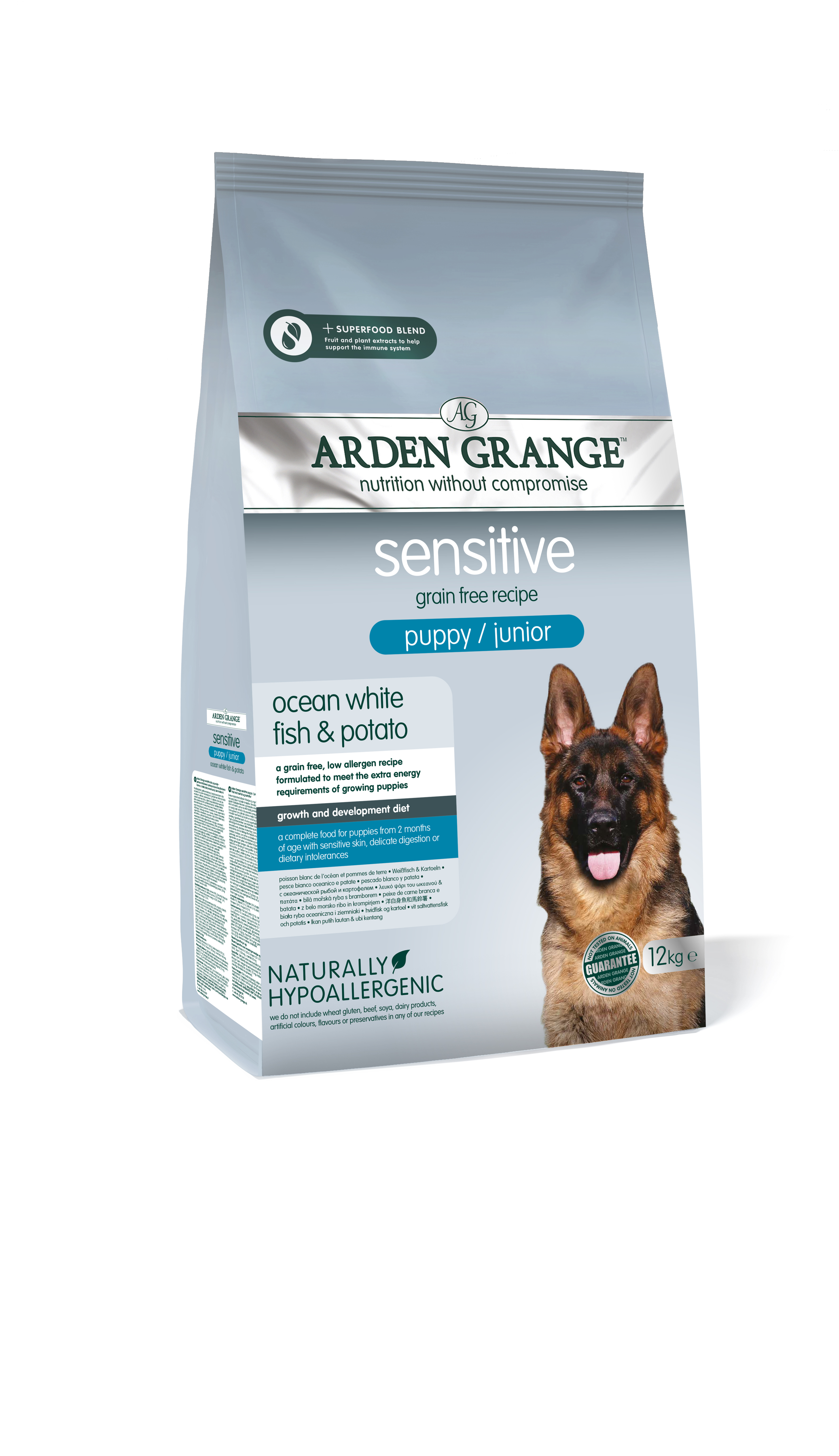 Arden Grange GF Dog Puppy Sen.Oc.White Fish&Potato 12kg