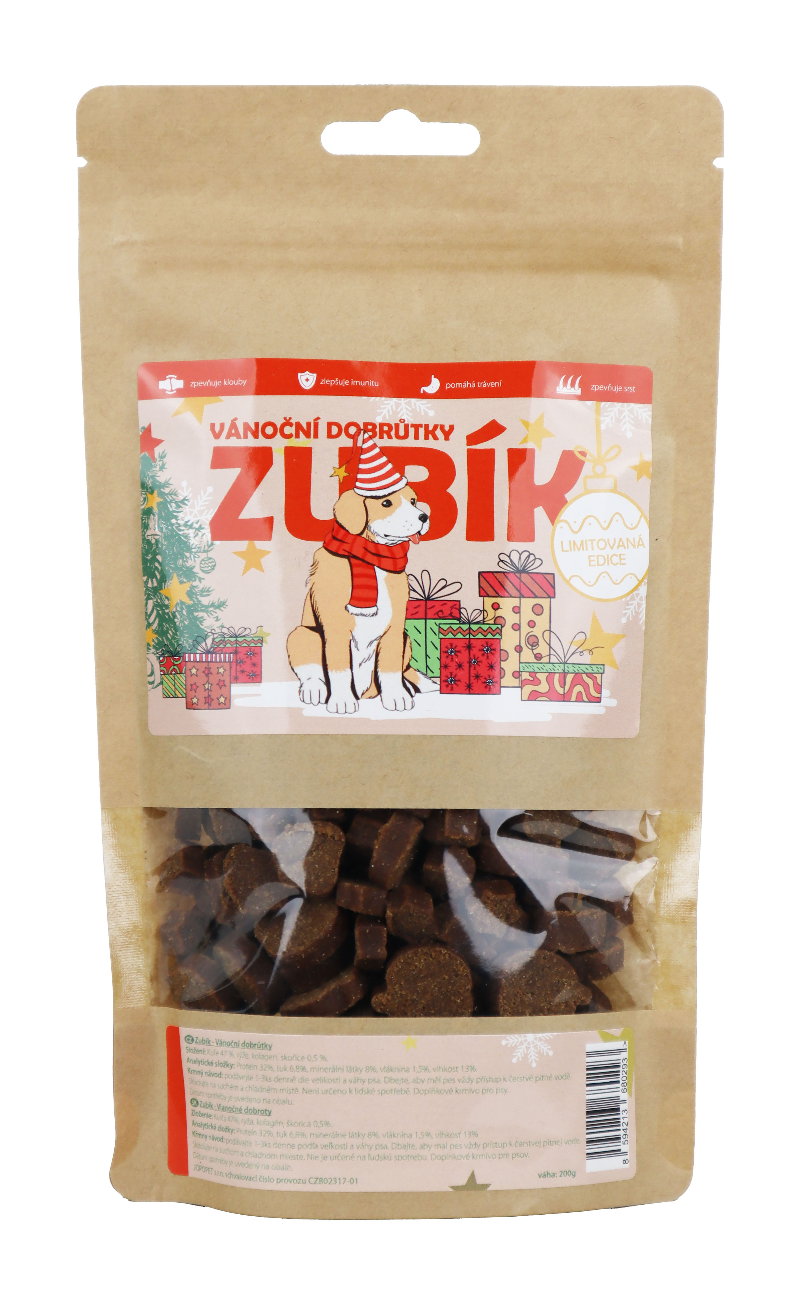 Pochoutka ZUBÍK Vánoční dobrůtky limitovaná edice 200g pro psy