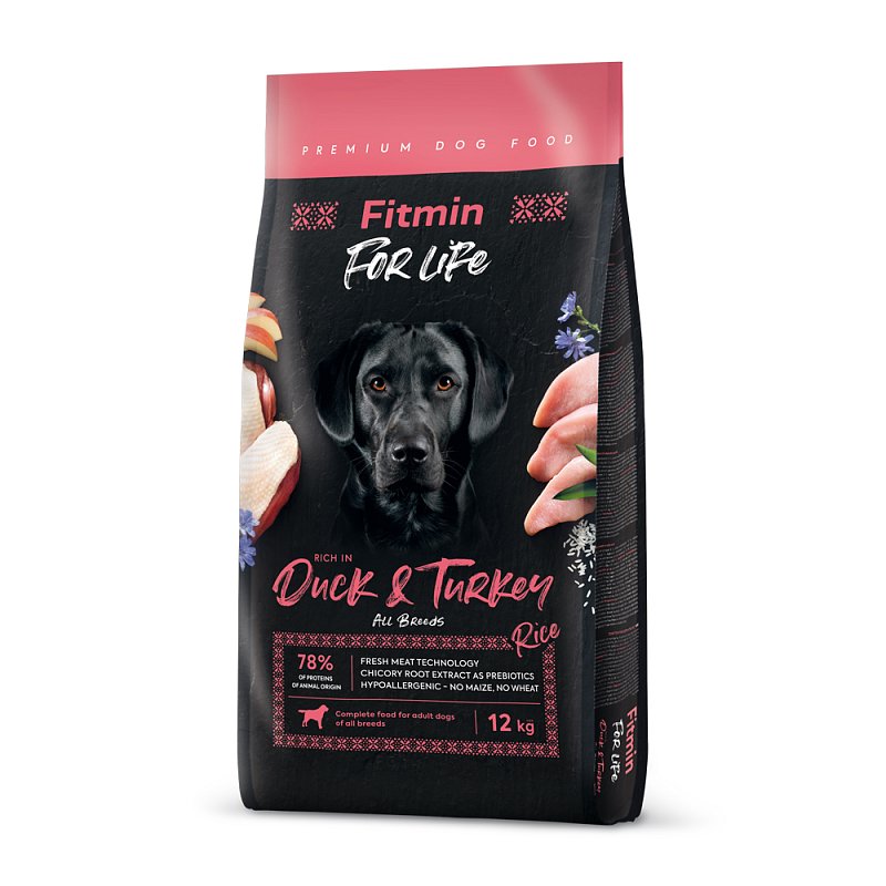 Fitmin For Life adult Duck & Turkey kompletní krmivo pro psy 12kg