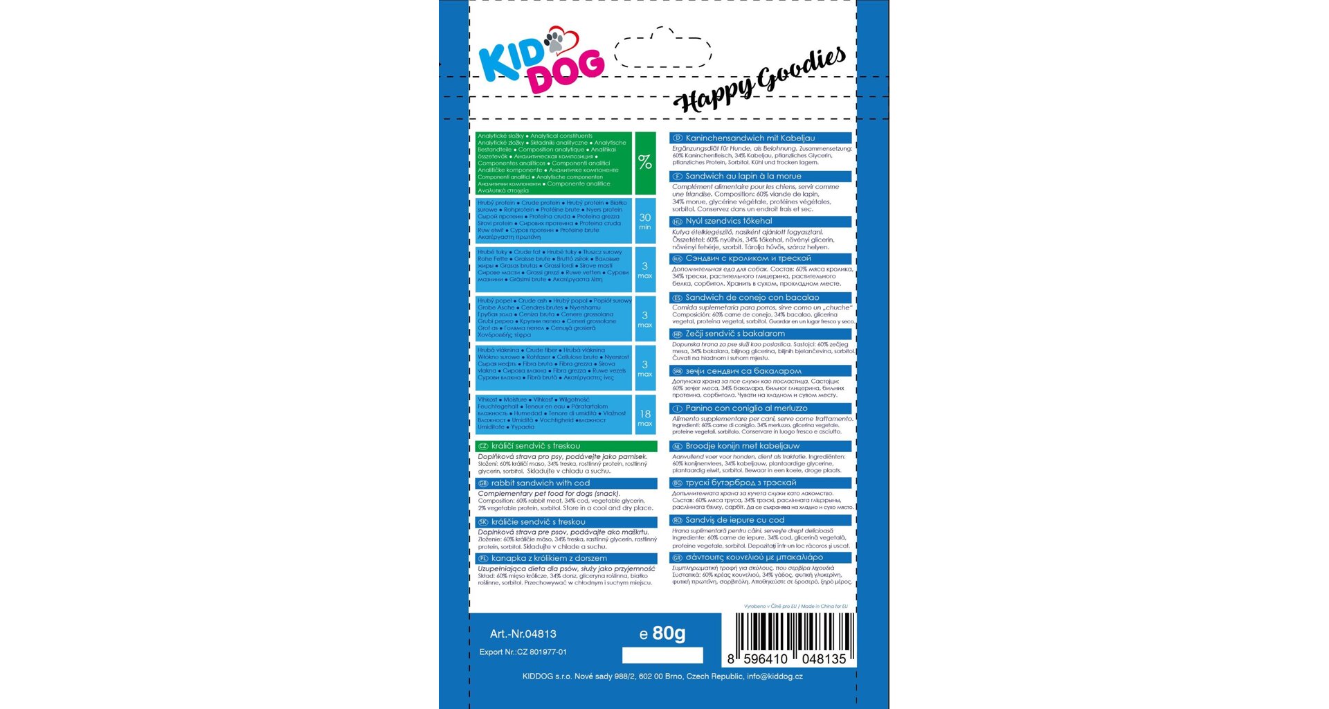 KIDDOG MINI králičí sendvič 80 g