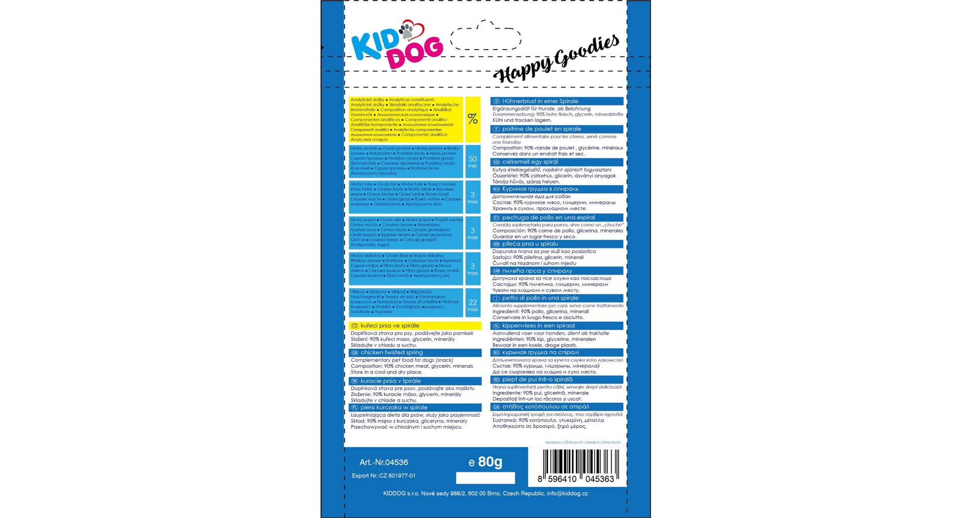 KIDDOG kuřecí prsa ve spirále 80 g