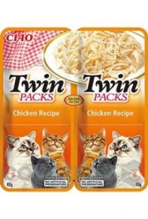 Churu Cat Twin Packs Chicken in Broth 2x40g Doplňkové krmivo pro kočky s příchutí kuře ve vývaru.