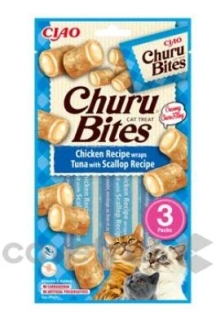 Churu Cat Bites Chicken wraps&Tuna Scallop Purée 3x10g