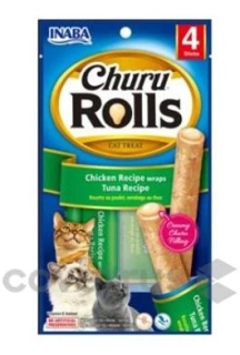Churu Cat Rolls Chicken wraps&Tuna cream 4x10g
