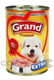 GRAND konz. štěně Extra kuř.kousky 405g